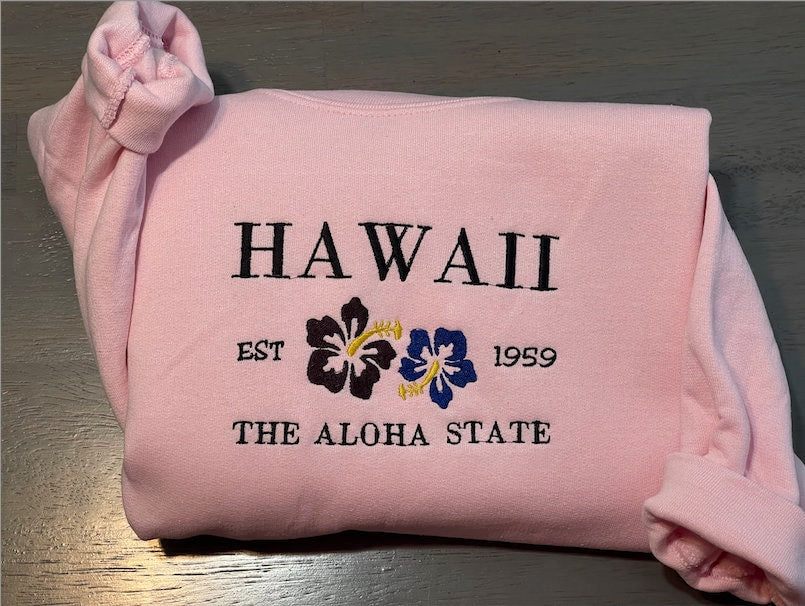 Hawaii Letter Embroidered Crewneck Sweatshirt