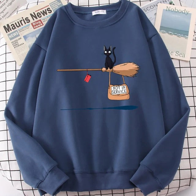 Cute black cat GiGi print sweatshirt