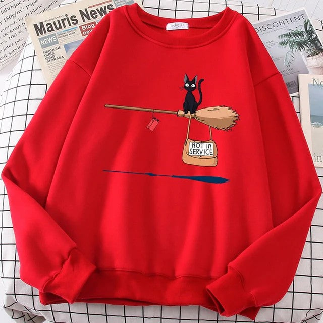 Cute black cat GiGi print sweatshirt