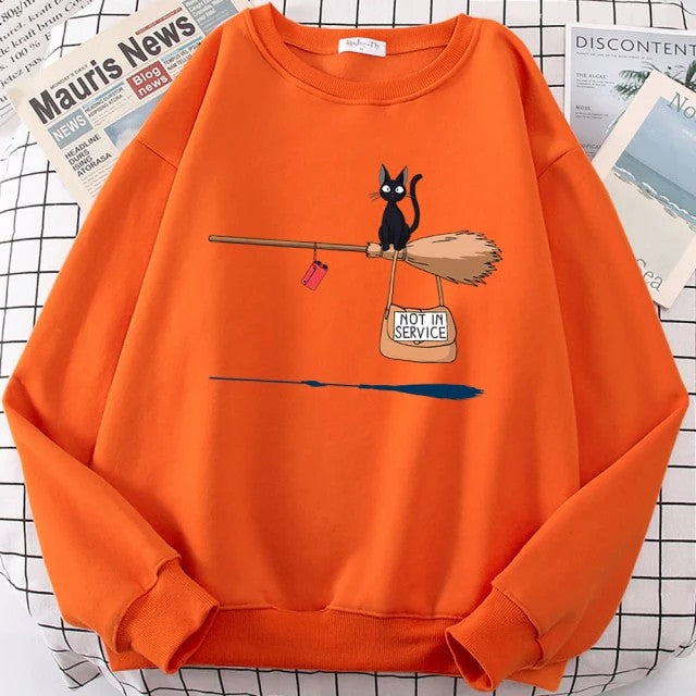 Cute black cat GiGi print sweatshirt