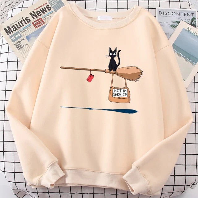 Cute black cat GiGi print sweatshirt