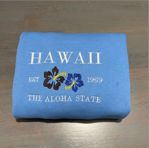 Hawaii Letter Embroidered Crewneck Sweatshirt